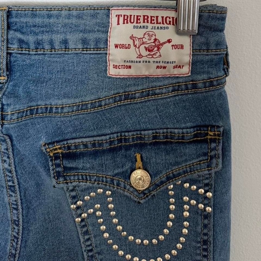 True Religion Jennie Curvy Mid Rise Super Skinny Studded Pocket Jeans Size 26